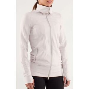Lululemon In Stride Heathered Dune gray Sweatshirt TRACK JACKET sz 4